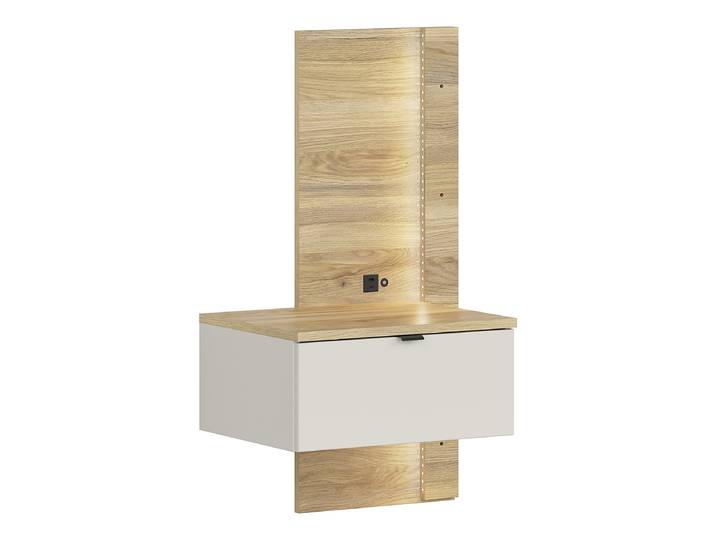 Table de nuit lumineuse 50 x 98 x 42cm Tiroir à gauche Beige