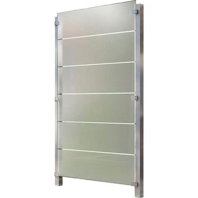 Zaun STAKET PRO, silber (silberfarben), Pfosten: 2 Stk., Edelstahl, Glas, Zaunelemente, Glaszaun, Gesamtlänge: 1,21 m, 2 Pfosten