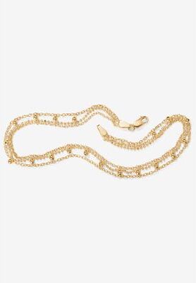 Yellow Gold over Sterling Silver Ankle Bracelet (1mm), 10 inches by PalmBeach Jewelry in Gold