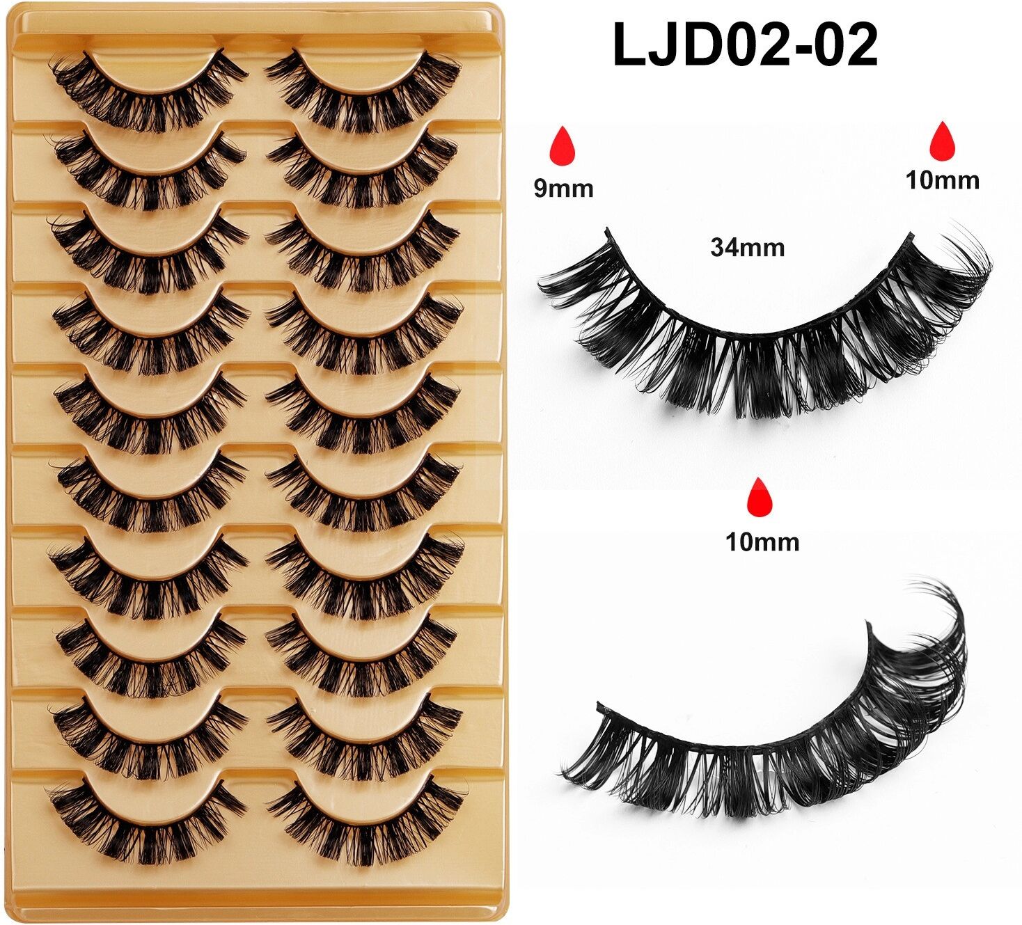 INF 10 Paires de Faux Cils 5D Volume - Cils Bouclés Dramatiques Réutilisables