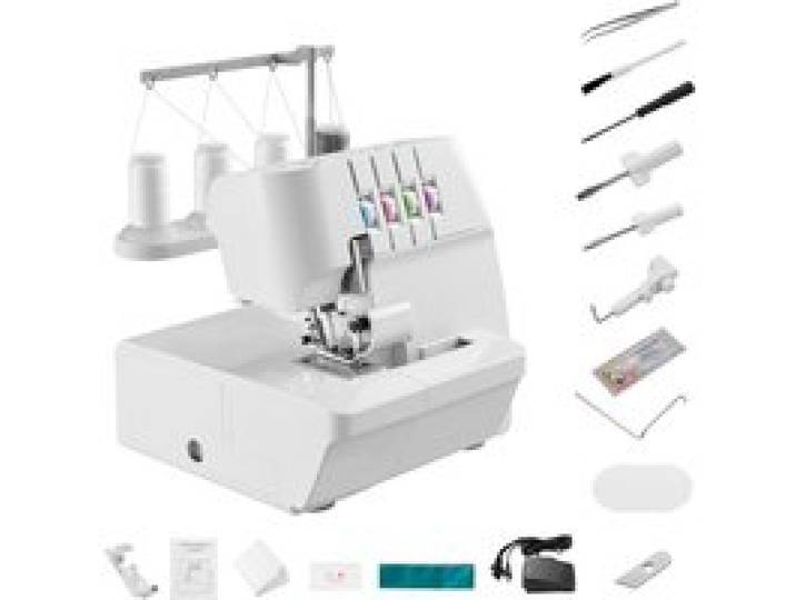 Surjeteuse 1250 Points par Minute-Duoku-Machine à Surjeter 2/3/4 Fils-Compatible avec Divers Tissus-Blanc