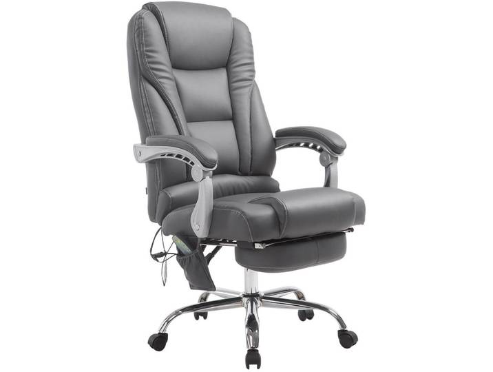 CLP Chefsessel Lederlook grau, Grau, Metall, 68x118x64 cm, Büromöbel, Bürostühle, Chefsessel