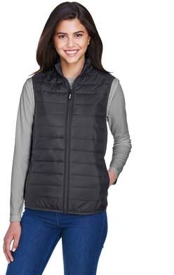 CORE365 CE702W Women's Prevail Packable Puffer Vest in Carbon size Large   Polyester