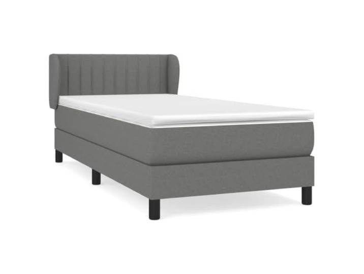 PUGYNBK Boxspringbett, Dunkelgrau, 90 x 190 cm Verstellbares Kopfteil, Taschenfedern, mittlere Festigkeit, atmungsaktive Polsterung