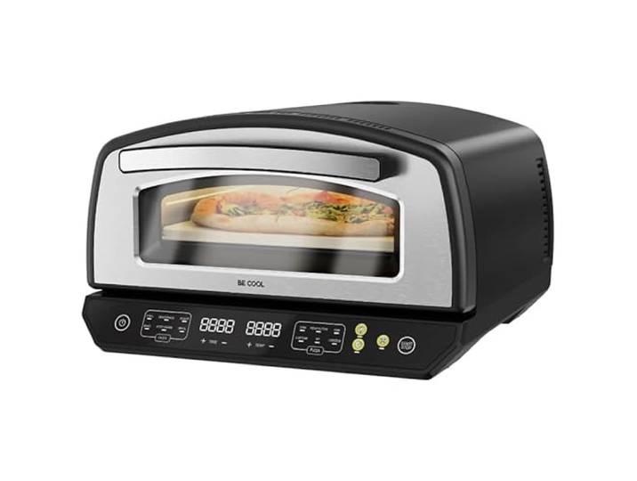 BE COOL Multifunktions Pizzaofen mit Pizzastein 33 cm – 2000W 450°C neapolitanische Pizza 6 Programme, 4 Funktionen, Touchdisplay, LED, Ober-/Unterhitze, Backen, Grillen, Braten