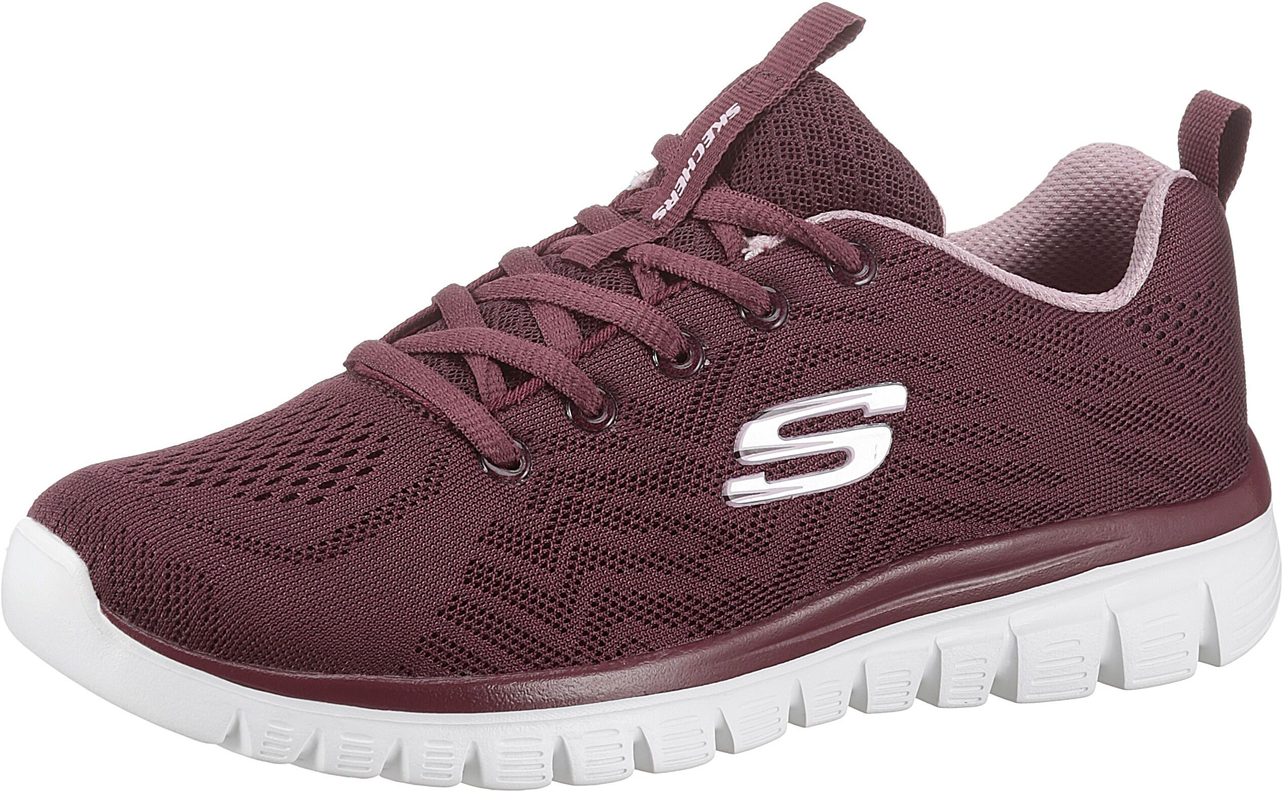 Sneaker SKECHERS "Graceful - Get Connected", Damen, Gr. 35, Textil, rot (bordeaux), Schuhe Sneaker, Freizeitschuh, Halbschuh, Schnürschuh für die Maschinenwäsche geeignet bordeaux 35, Textil