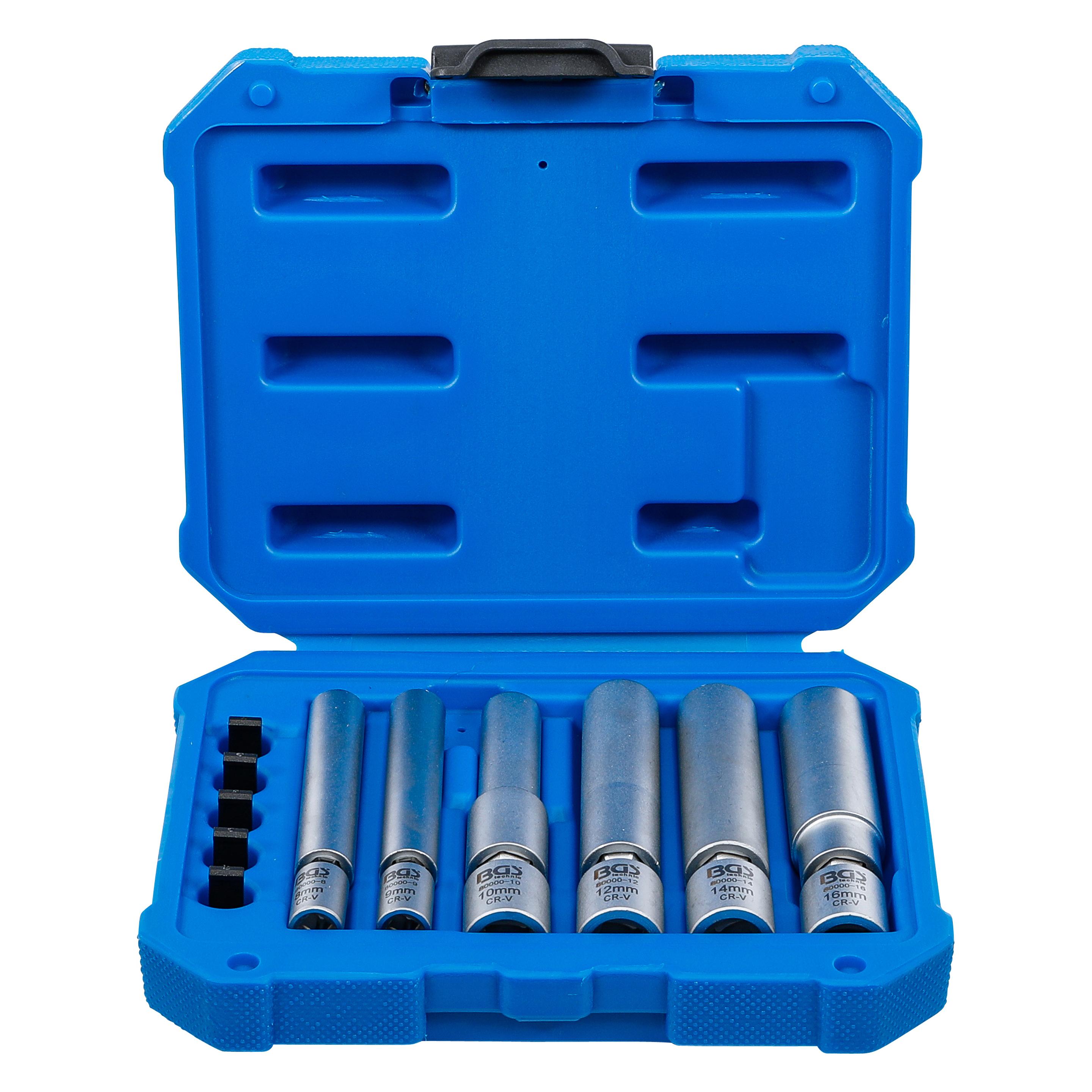 BGS Glüh- und Zündkerzen-Gelenk-Einsatz-Satz 6,3 mm (1/4") / 10 mm (3/8") SW 8 - 16 mm 11-tlg. (80000)
