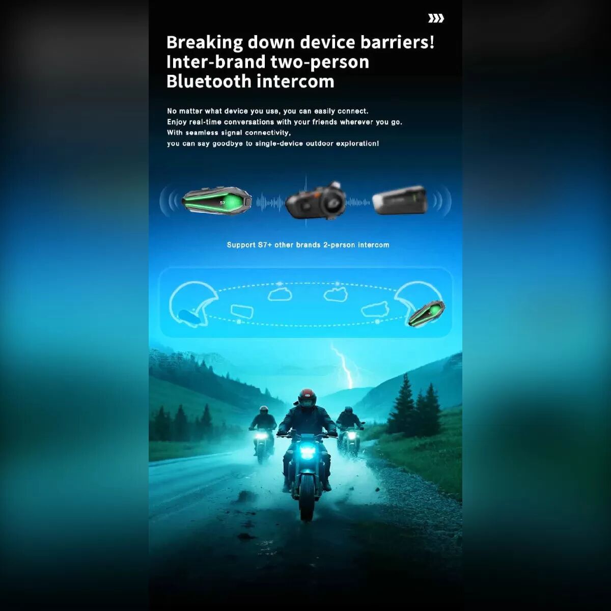 INF Bluetooth-Helm-Headset für Motorrad, Langstrecke, High-Fidelity, Hartes Mikrofon, 30h Akku, IP67, Bluetooth 5.4, 1200m