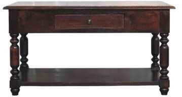 Artisan Furniture Solid Wood Turned Legs Cherry Console Table, Dark brown,1 Drawer,1 Storage area