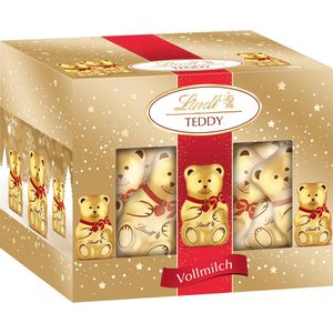 Lindt Weihnachtsmann Mini Teddy, Höhe 6,3 cm, Alpenvollmilch-Schokolade, je 10 g, 20 Stück