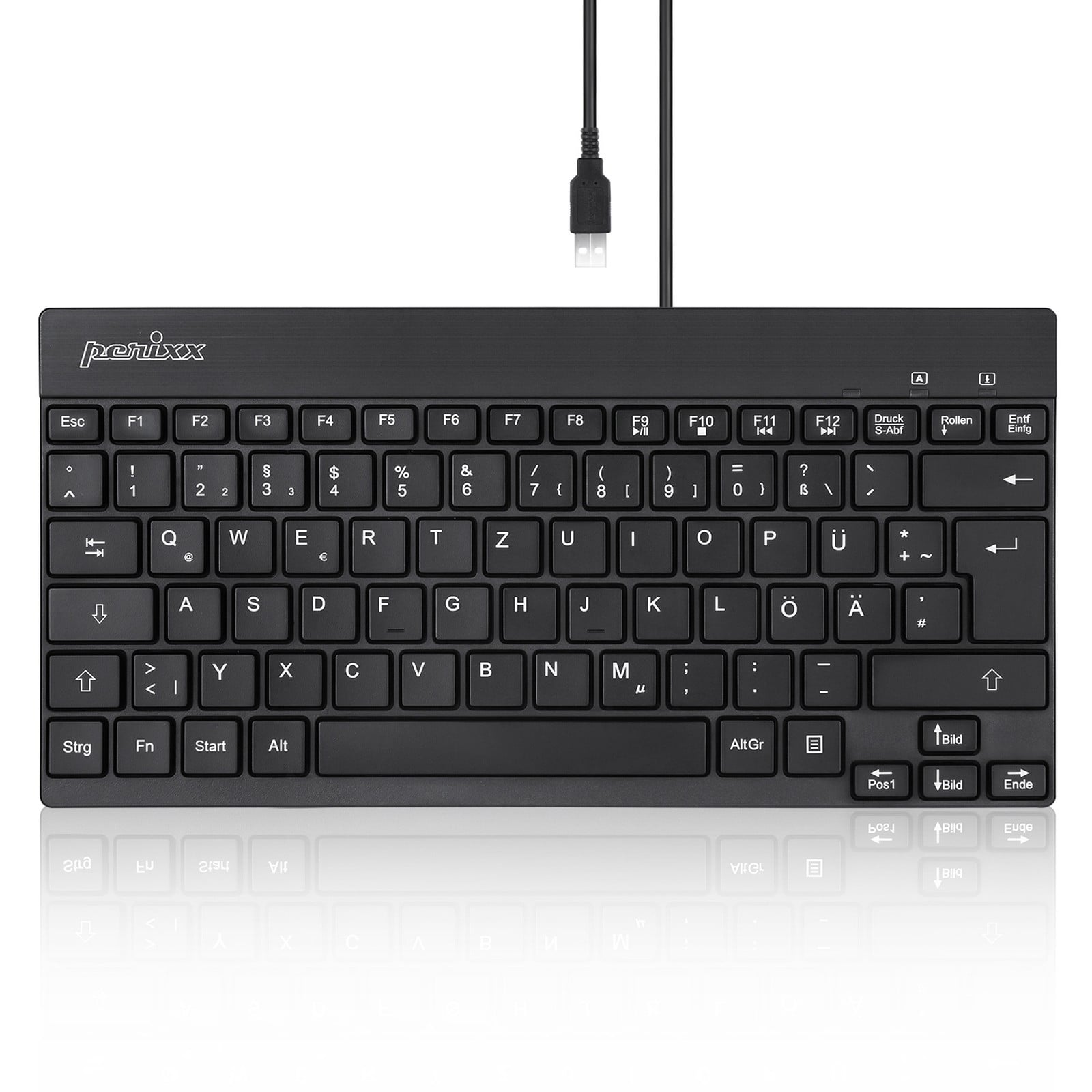 Perixx PERIBOARD-426 USB mini-toetsenbord met platte toetsen, zwart
