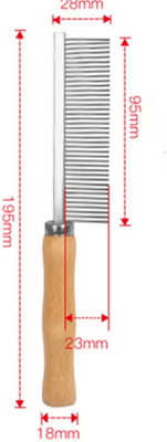 Inspire Curations Wooden Handle Stainless Steel Pet Grooming Comb dense Comb