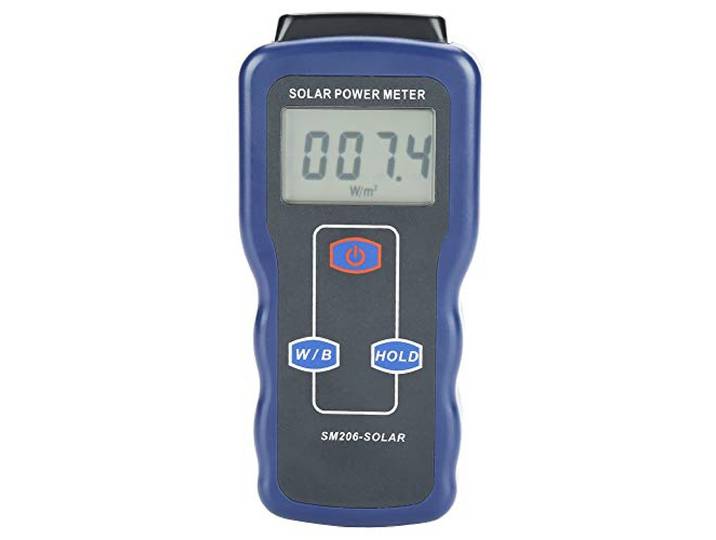 Oumefar Solar Power Meter mit LCD Bildschirm Digitales Solarleistungsmessgerät SM206 Sonnenlichtstrahlung Digitaler Energiekosten Messer Leistungsmessgerät zur Messung der Sonneneinstrahlung