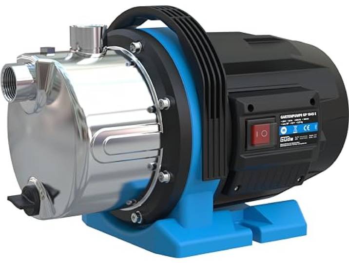 Güde Tuinpomp GP 1045 E (1000 W, debiet volume: 4500 l/u, max. opvoerhoogte: 45 m, max. aanzuighoogte: 8 m, pompbehuizing van roestvrij staal, norylloopwiel, thermische beveiligingsschakelaar,