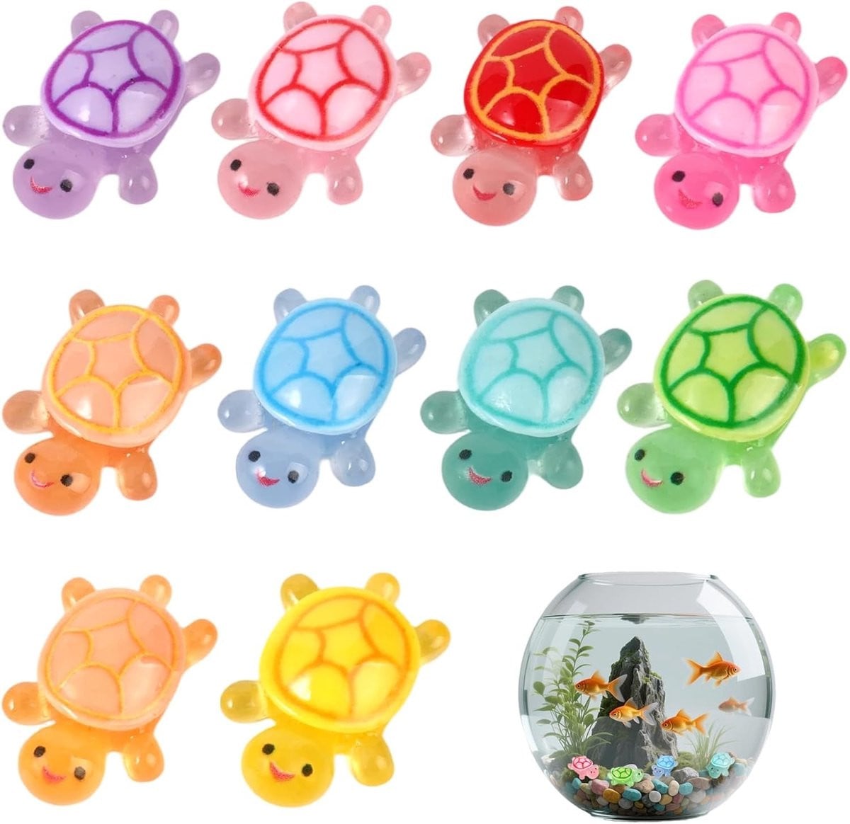 30 stuks Luminous Mini Turtles miniatuur schildpad figuren van hars voor decoratie en speelgoed