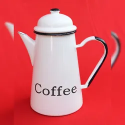 DanDiBo Kaffeekanne 578TB emailliert 22 cm Wasserkanne Kanne Emaille Nostalgie Teekanne / Farbe: Coffee Weiß