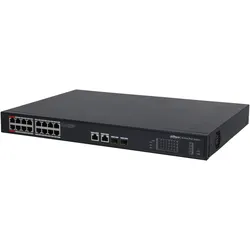 Dahua DH-PFS3220-16GT-190 20-Port Unmanaged Gigabit Switch with 16-Port PoE (20 Ports), Netzwerk Switch, Schwarz