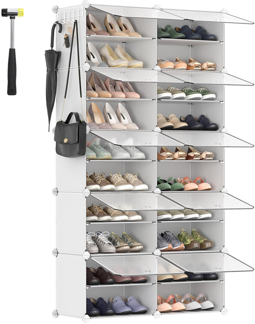 Rebrilliant 40 Pair Stackable Shoe Storage Box White 40