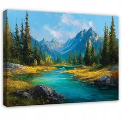 LEINWANDBILD Gebirge Landschaft Blau 100x70 cm