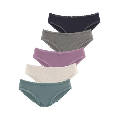Jazz-Pants Slips VIVANCE, Damen, Gr. 32/34, Single Jersey, bunt (anthrazit meliert, beige meliert, flieder, eukalyptus, navy), Single Jersey, Obermaterial: 95% Baumwolle, 5% Elasthan. Spitze: 90% Polyamid, 10% Elasthan, meliert, unifarben,...