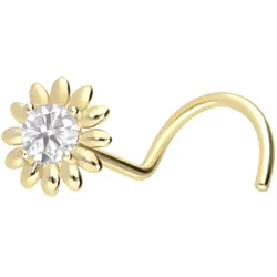 14/18 Karat Gold Nasenstecker Spirale MOISSANIT + BLUME