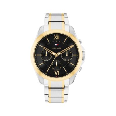 Multifunktionsuhr TOMMY HILFIGER "Gift Set", gold (silberfarben, goldfarben, schwarz), Armbanduhren, Herren, silberfarben-goldfarben, Quarzuhr, Armbanduhr, Herrenuhr, Edelstahlarmband