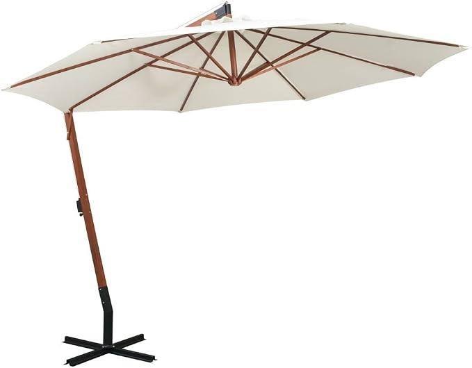 Sonnenschirm, Sonnenschutz Garten, Sonnenschirm Terrasse, Balkonsonnenschirme, Balkon Sonnenschutz, Balkon Sichtschutz Uv-Schutz, Ampelschirm 350 cm Holzmast Weiß