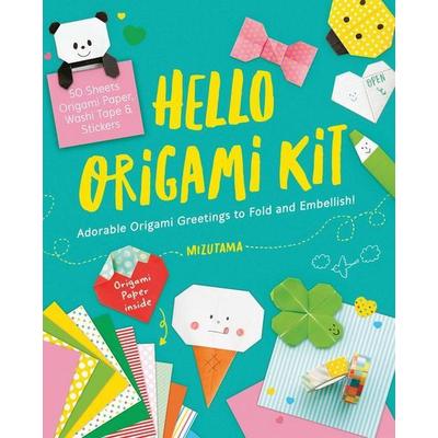 Hello Origami Kit: Adorable Origami Greetings to Fold and Embellish, Includes Paper, Washi Tape & Stickers, Taschenbuch von Mizutama, World Book