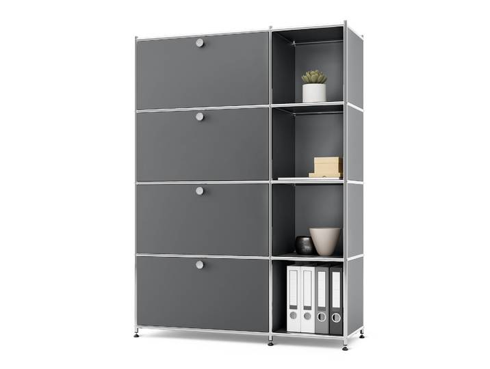 Tchibo - Regal Metall »Cn3« mit 4 Klappenfächern - 115x40x158,5cm - chrom -