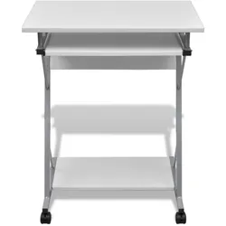 vidaXL Computertisch Computerwagen PC Tisch Bürotisch Laptop auf Rollen weiß
