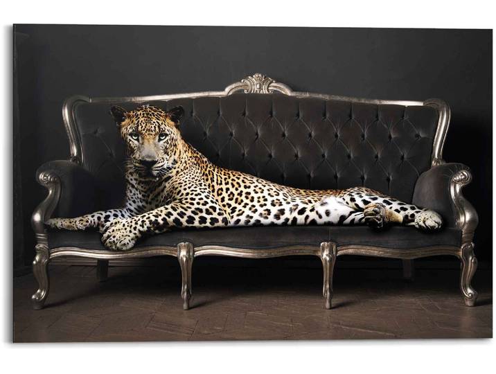 Wandbild REINDERS Wandbild Leopard Chic Panther - Liegend - Luxus - Relax , schwarz (farbe bild(er): schwarz), B:90cm H:60cm, MDF, Bilder, Wandbild