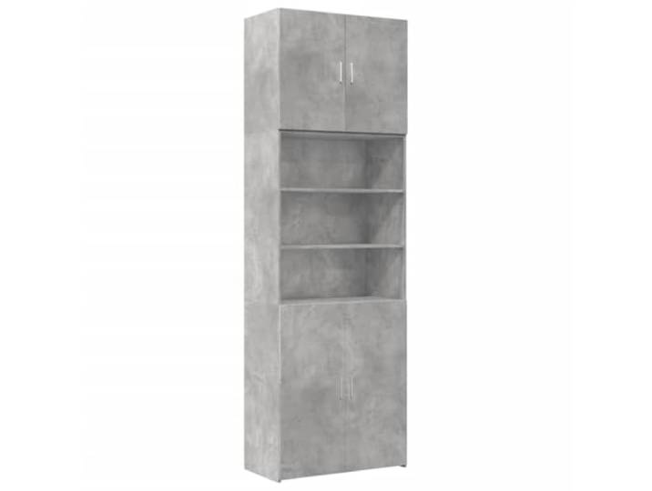 KKgypkn Highboard Betongrau 80x42,5x249 cm Holzwerkstoff Mit Griffen, Offene Facher und Turen, Vielseitig Einsetzbar, Pflegeleicht