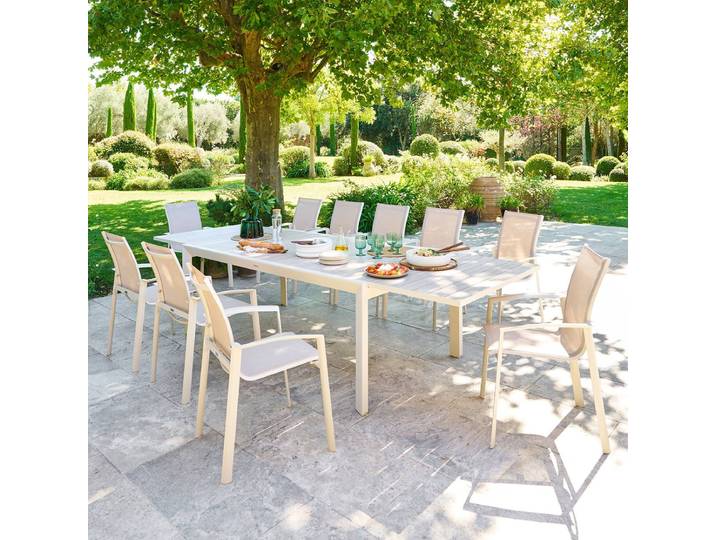 Table De Jardin 12 Places Evasion Extensible Beige Lin - Hespéride