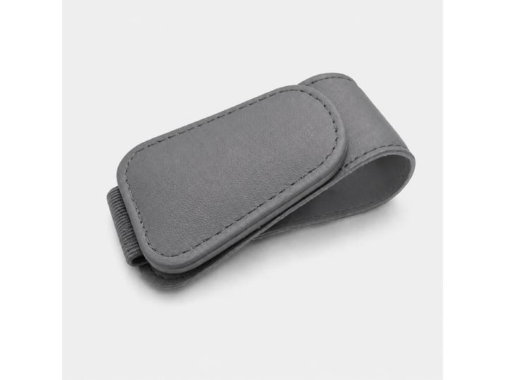 Oxerbog Support de lunettes de soleil magnétique en cuir pour pare-soleil de voiture, clip pour lunettes, gris