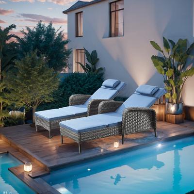 Pocassy Outdoor 2 Peice Rattan Lounge Chaise