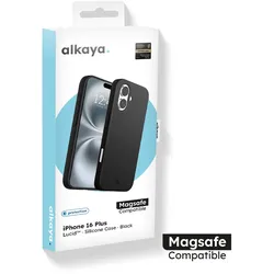 alkaya. LUCID MagSafe kompatible Silikon Schutzhülle für  iPhone 16 Plus, Schwarz