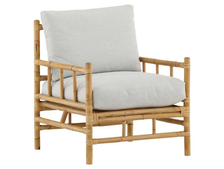 Gardenson Loungesessel, Hellbraun, Holz, Rattan, Bambus, rund, 78x88x77 cm, Loungemöbel, Loungesessel