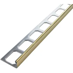 Winkelabschlussprofil Edelstahl Chrom / Schwarz / Gold glänzend, Länge 2,5 m - 8,0 mm, Gold glänzend