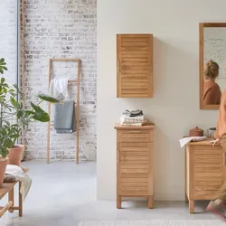 Schrankset Badschrank Hängeschrank Badmöbel Regal aus Teak Natur neu Tikamoon