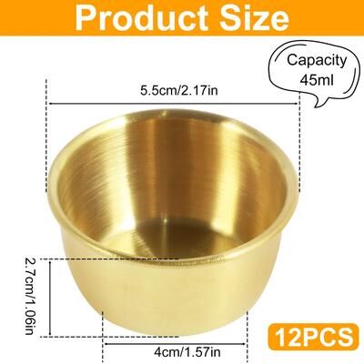 Inspired Living 12 Piece Stainless Steel Dipping Cups Set Reusable Sauce Dipping Bowls 45ml 55ml gold 45ml 12pcs