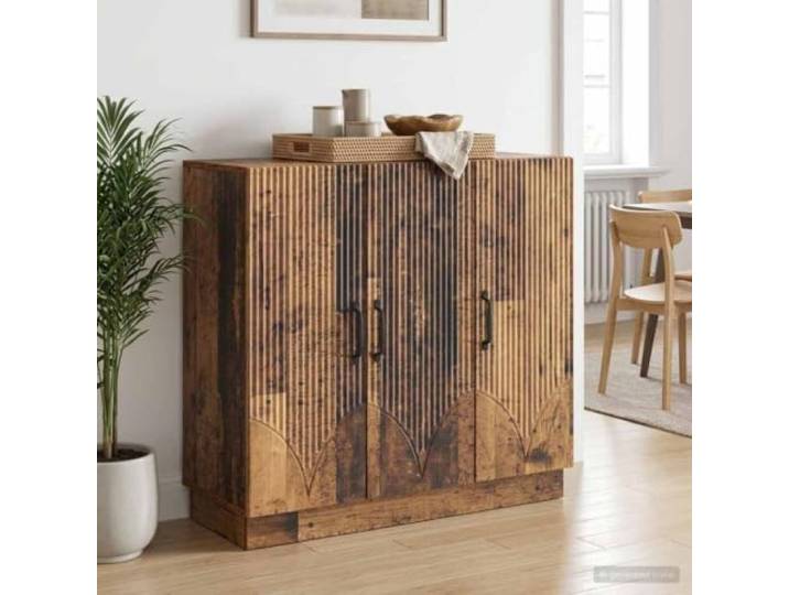 ZXQVLMRS Sideboard Altholz, Kommode mit 3 Türen, Wohnzimmer Schrank Vielseitiger Stauraum, Minimalistisches Design, Einfache Montage