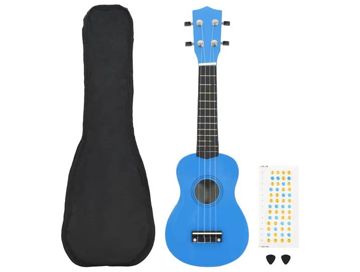 vidaXL Sopran-Ukulele-Set mit Tasche für Kinder Babyblau 23