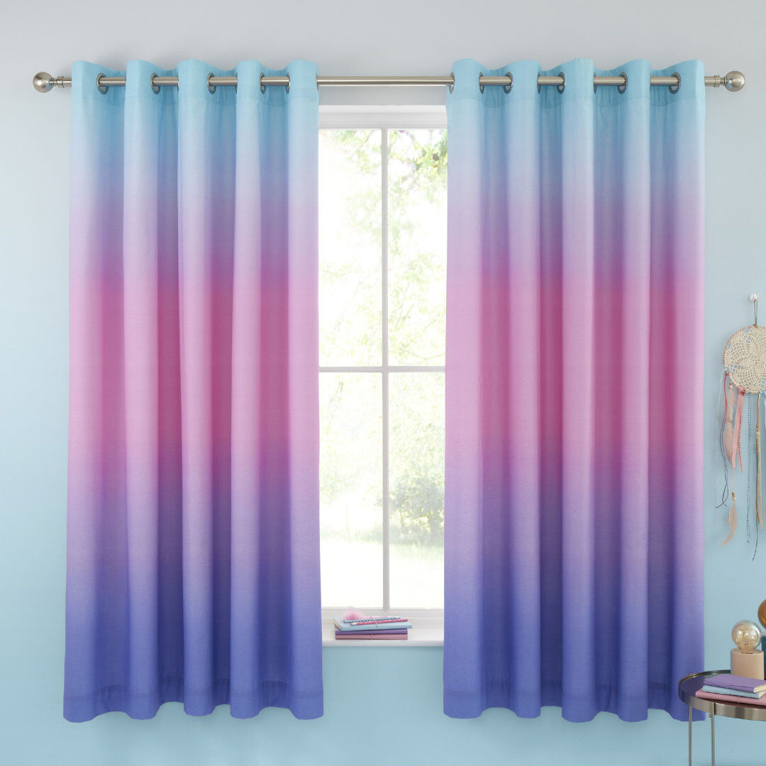 Catherine Lansfield Ombre Rainbow Clouds 66x72 Inch Lined Eyelet Curtains Pastel 168cm W X 183cm H