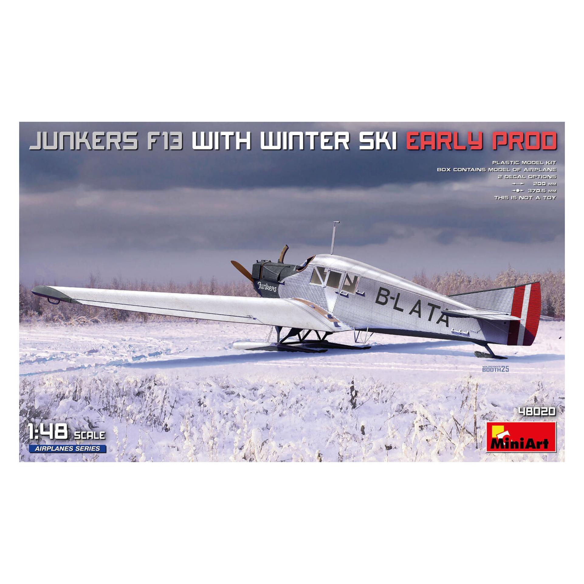 Mini art 1:48 Junkers F13 m.Winter Ski.Early Pro. (550048020)