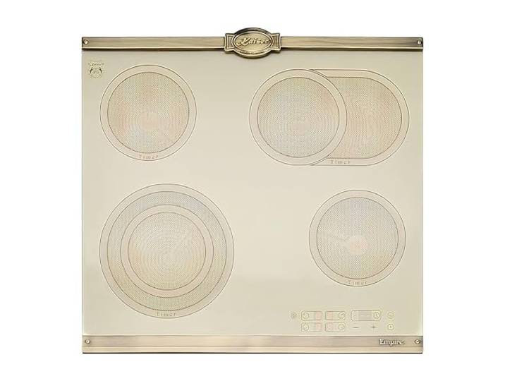 Kaiser Empire KCT 6185 ElfEm · Autarkes High-Light Elektro Kochfeld 60 cm · Glaskeramik Kochfeld 4 Platten · Retro Design · Touch Control · Zweikreis- & Bräterzone · Hochwertige Glaskeramik