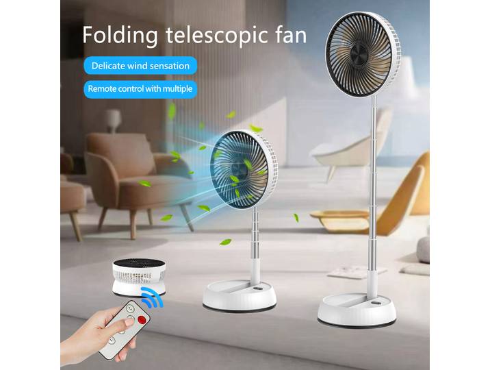 Ventilateur sur pied oscillant portable avec télécommande, ventilateur de bureau pliable, batterie aste, 62 piédestaux, camping
