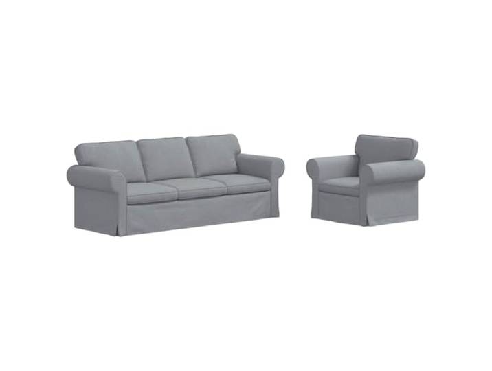 IBUQDDV Sofa Set 2 STK. Hellgrau Stoff Modulares Ecksofa, Metallrahmen, atmungsaktiver Stoff, Schaum-Faser-Füllung, Brötchen-Füße
