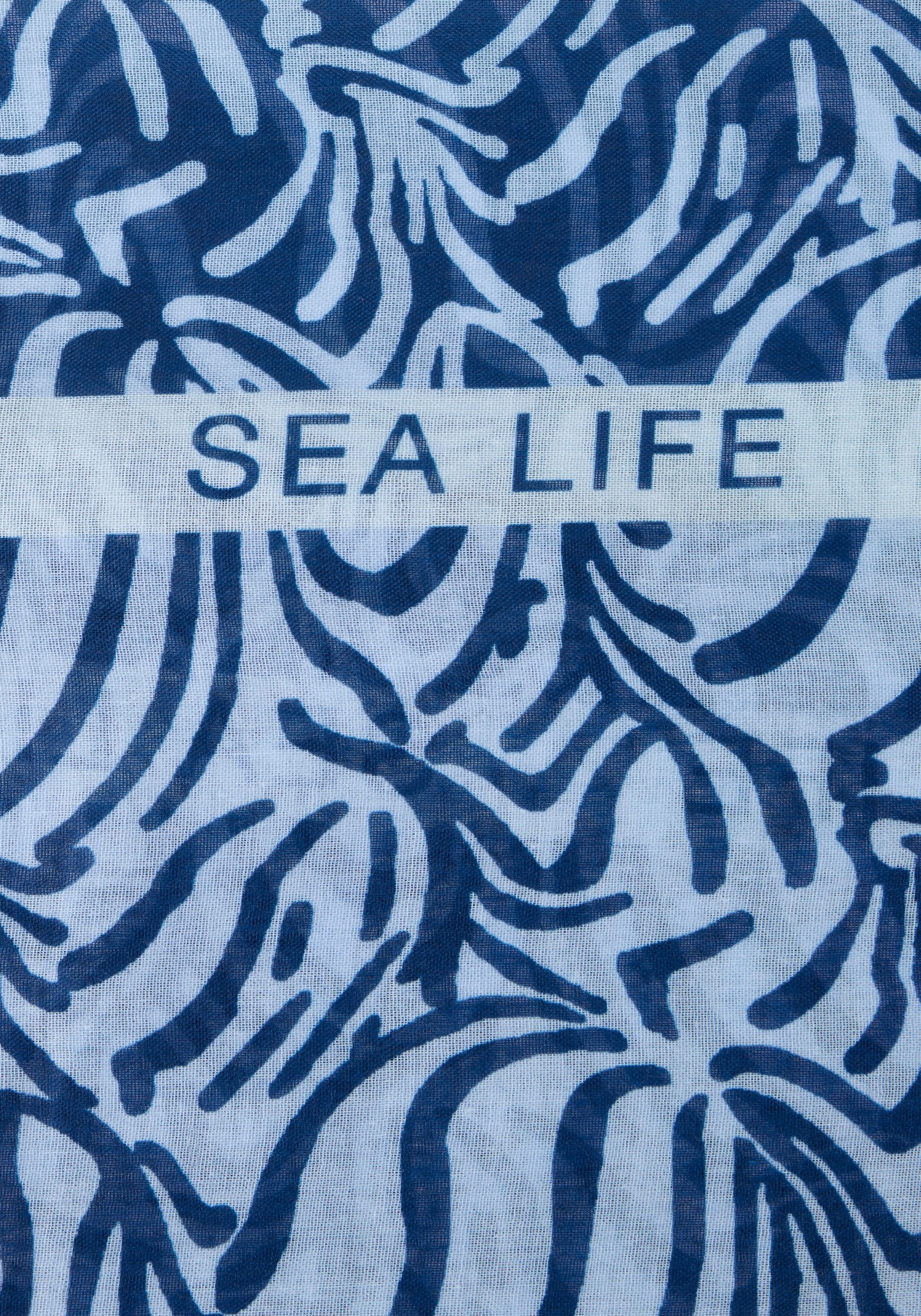 Loop LAURA SCOTT, Damen, blau (marine, hellblau), Web, Polyester, bedruckt, gemustert, Modetücher Loop, gemusterte und bedruckte Optik, leichtes Webmaterial marine, hellblau Einheitsgröße