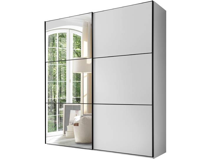 Schwebetürenschrank, Holzwerkstoff, Weiß, 188×222×68 cm, Mit Spiegeltüren, Modern, STAUD