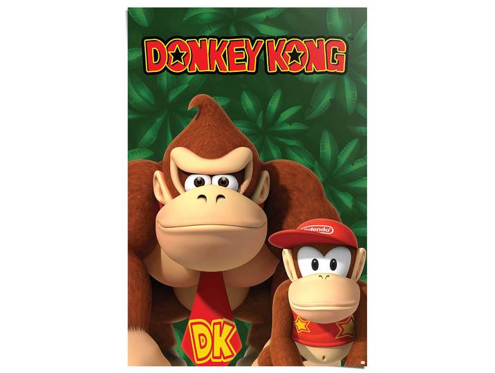 Poster REINDERS Nintendo - Donkey Kong and Diddy Kong , bunt (farbe bild(er): mehrfarbig), B:61cm H:91,5cm T:0,1cm, Bilder, Poster, Kinderzimmer - Mehrfarbig - 150 gr. Papier - Games - 61x91,5 cm